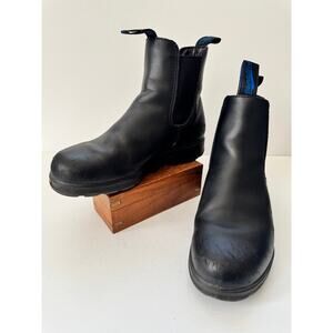 BLUNDSTONE W8.5 M5 Black Chelsea Boots Size Leather Slip-On Round Toe